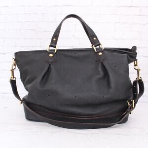 Louis Vuitton Stella PM Black Mahina Satchel Shoulder Handbag Purse Leather Bag